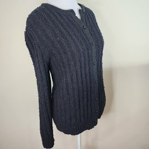 Vintage FE Design Women's Black Button Down Sweater Cardigan Size Large - Picture 2 of 6